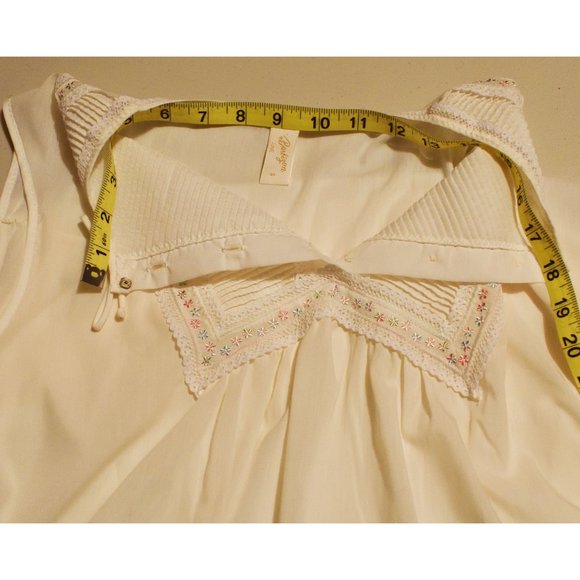 Vintage Barbizon June Sleeveless Lace Embroidered Semi-Sheer White Nightgown - Picture 4 of 9